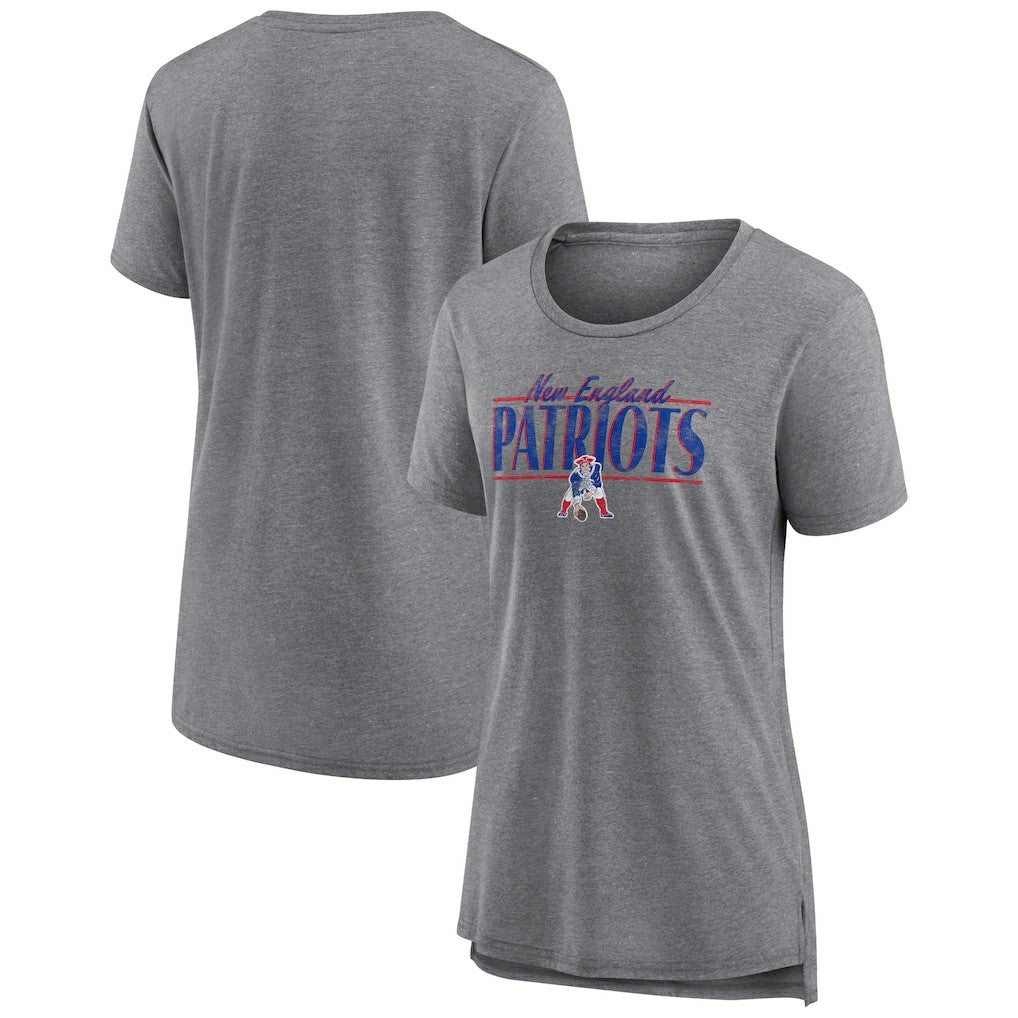New England Patriots Women's Up the Middle Tri-Blend T-Shirt - Heather Gray for sale