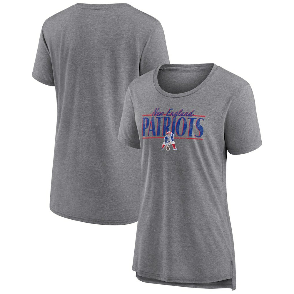 New England Patriots Women's Up the Middle Tri-Blend T-Shirt - Heather Gray for sale