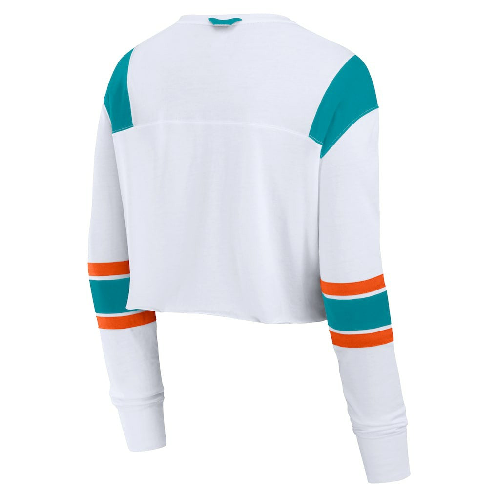 Miami Dolphins Women's Stretch Cropped Fashion Long Sleeve T-Shirt - White online
