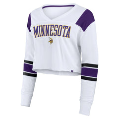 Minnesota Vikings Women's Stretch Cropped Fashion Long Sleeve T-Shirt - White cheap