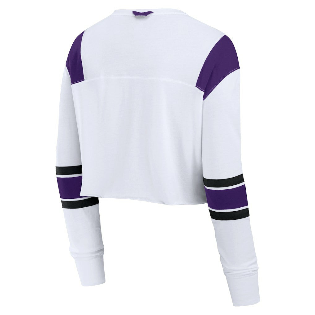 Minnesota Vikings Women's Stretch Cropped Fashion Long Sleeve T-Shirt - White cheap