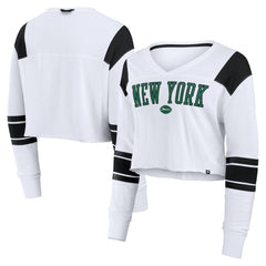 New York Jets Women's Stretch Cropped Fashion Long Sleeve T-Shirt - White online