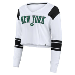New York Jets Women's Stretch Cropped Fashion Long Sleeve T-Shirt - White online