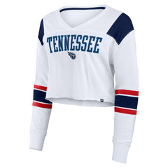 Tennessee Titans Women's Stretch Cropped Fashion Long Sleeve T-Shirt - White cheap