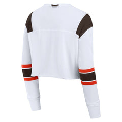 Cleveland Browns Women's Stretch Cropped Fashion Long Sleeve T-Shirt - White online