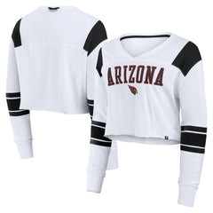 Arizona Cardinals Women's Stretch Cropped Fashion Long Sleeve T-Shirt - White cheap