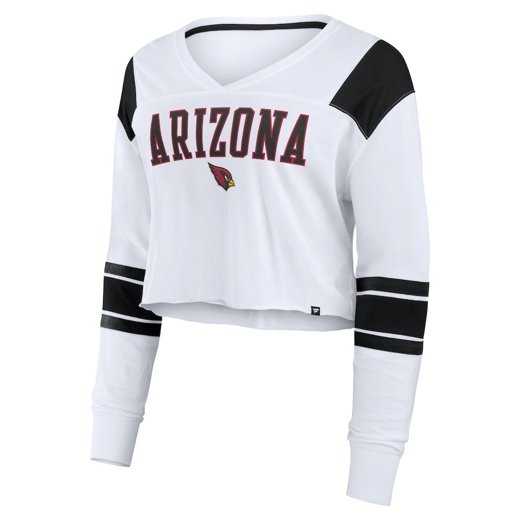 Arizona Cardinals Women's Stretch Cropped Fashion Long Sleeve T-Shirt - White cheap