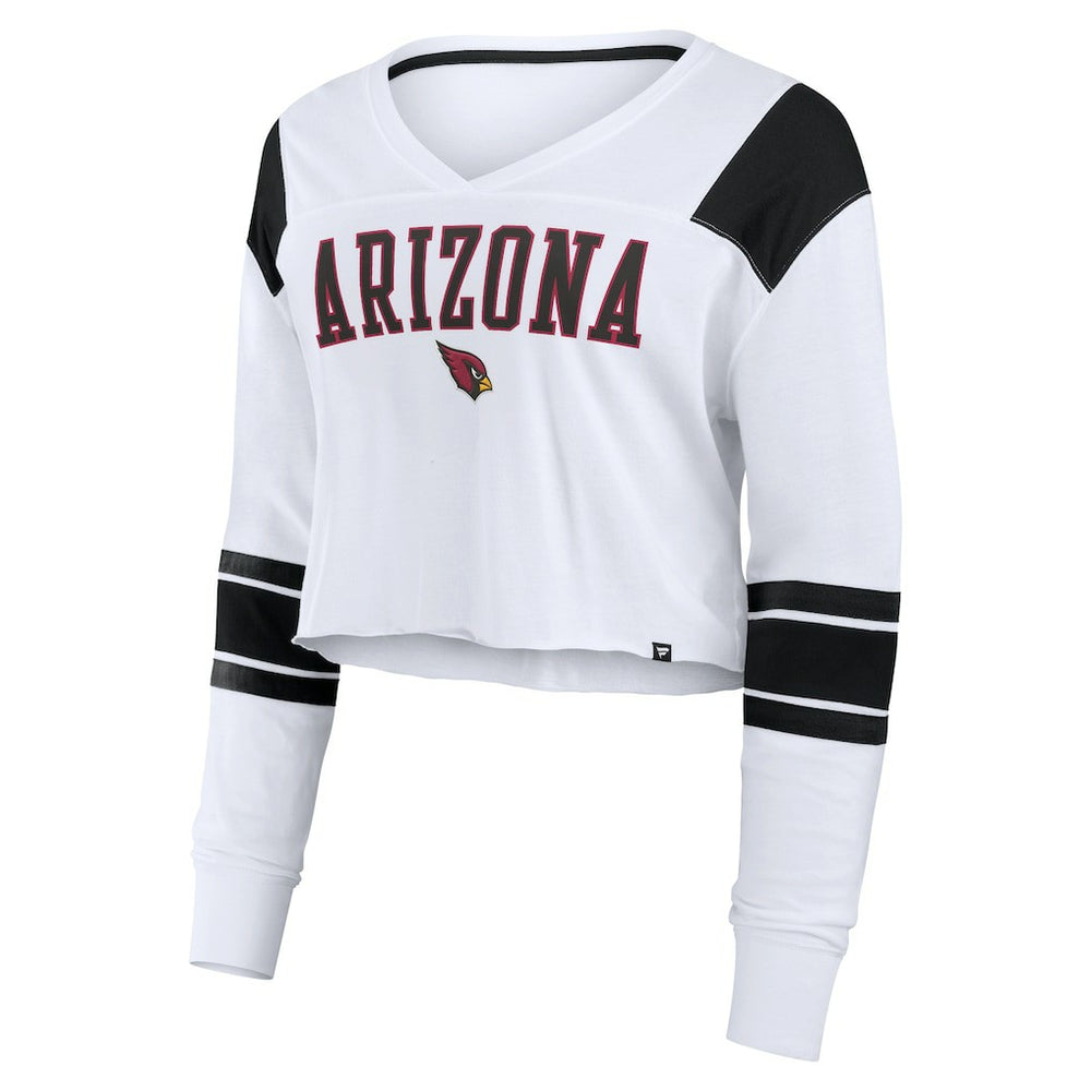 Arizona Cardinals Women's Stretch Cropped Fashion Long Sleeve T-Shirt - White cheap