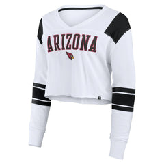 Arizona Cardinals Women's Stretch Cropped Fashion Long Sleeve T-Shirt - White cheap