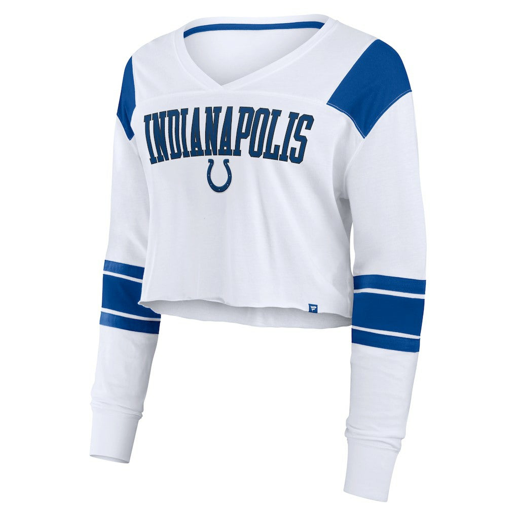 Indianapolis Colts Women's Stretch Cropped Fashion Long Sleeve T-Shirt - White sale