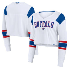 Buffalo Bills Women's Stretch Cropped Fashion Long Sleeve T-Shirt - White on sale