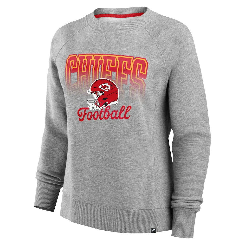 Kansas City Chiefs Women's Hit Hard Fleece Pullover Sweatshirt - Heather Gray discount