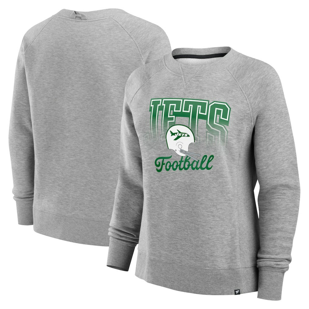 New York Jets Women's Hit Hard Fleece Pullover Sweatshirt - Heather Gray cheap