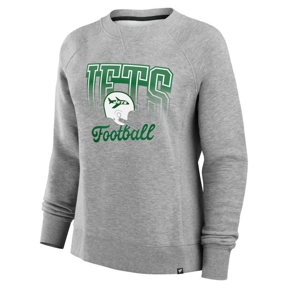 New York Jets Women's Hit Hard Fleece Pullover Sweatshirt - Heather Gray cheap