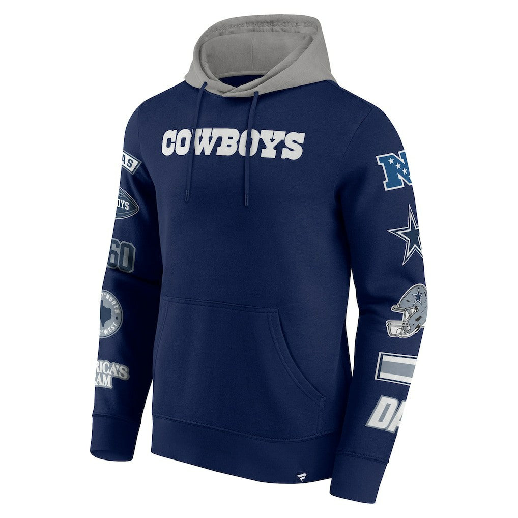 Dallas Cowboys Patched Out Pullover Hoodie - Navy/Silver outlet