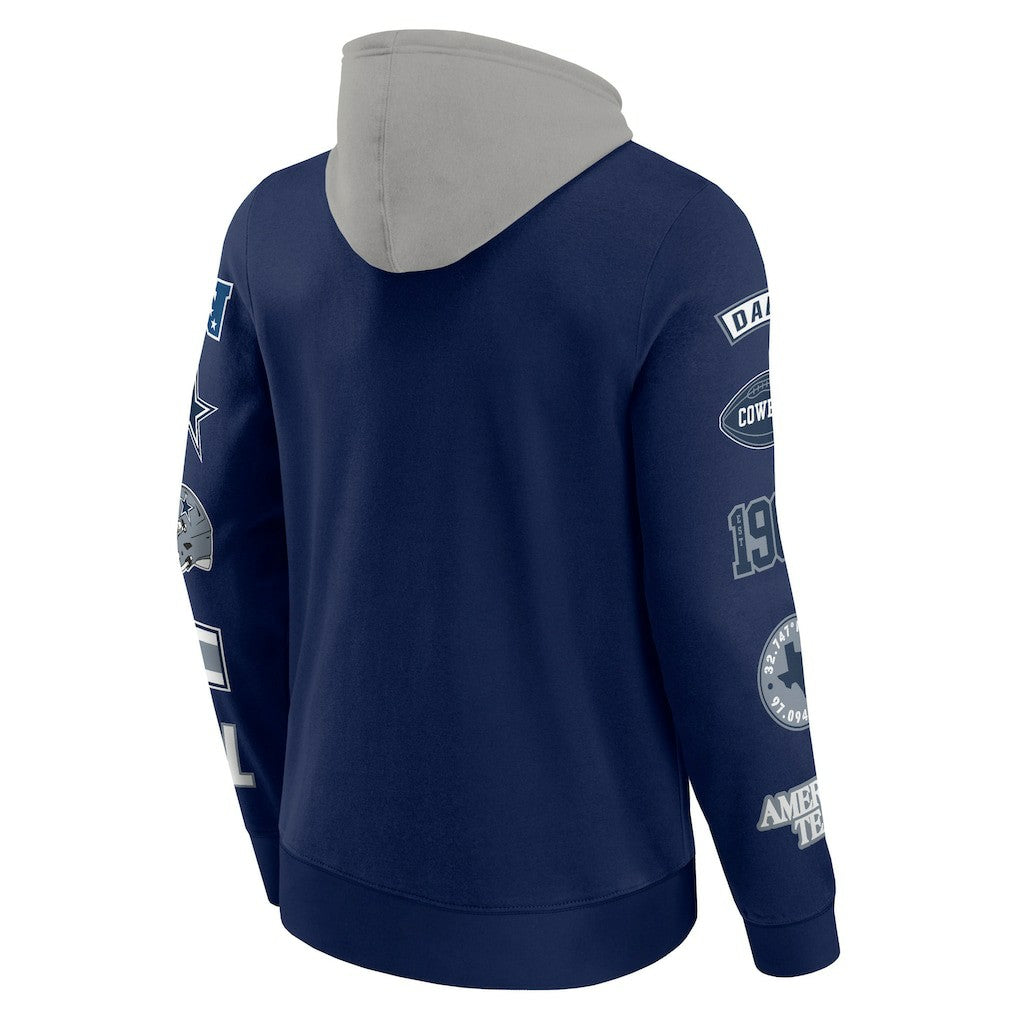 Dallas Cowboys Patched Out Pullover Hoodie - Navy/Silver outlet
