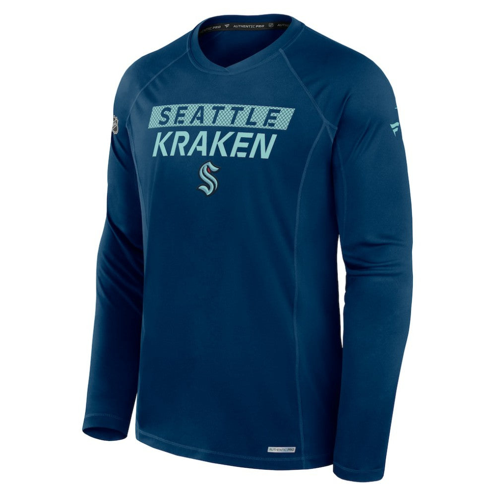 Seattle Kraken Fanatics Authentic Pro Rink Tech Long Sleeve T-Shirt - Navy T-shirts
