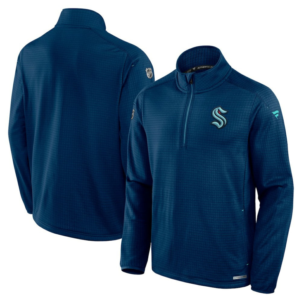 Seattle Kraken Fanatics Authentic Pro Rink Quarter-Zip Jacket - Navy Jackets