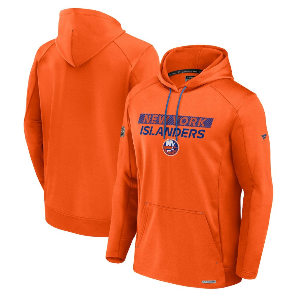 New York Islanders Fanatics Authentic Pro Rink Fleece Pullover Hoodie - Orange Hoodies