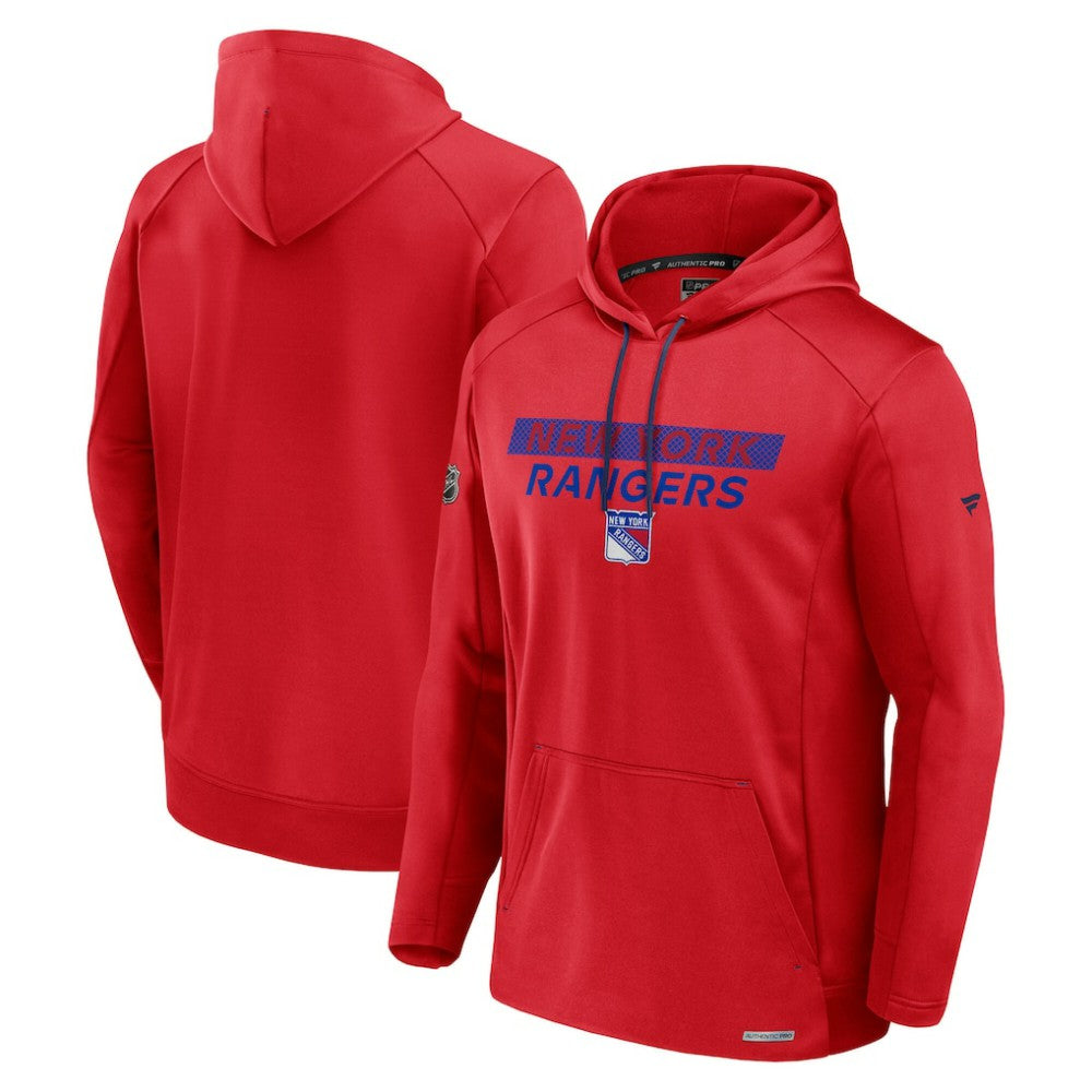 New York Rangers Fanatics Authentic Pro Rink Fleece Pullover Hoodie - Red Hoodies