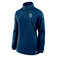 Seattle Kraken Fanatics Women's Authentic Pro Rink Lightweight Quarter-Zip Pullover Sweatshirt - Deep Sea Blue Sweatshirts