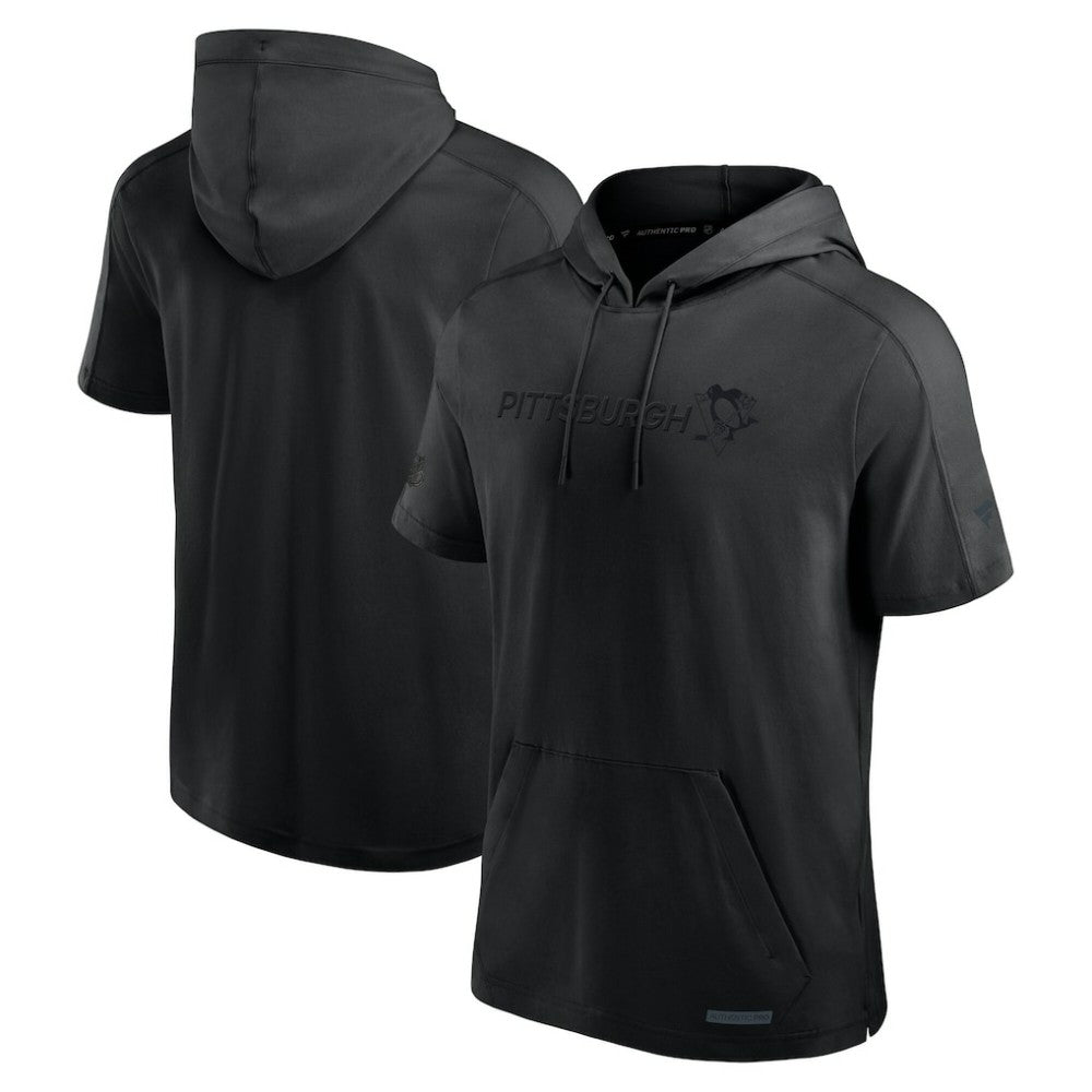 Pittsburgh Penguins Fanatics Authentic Pro Road Performance Short Sleeve Pullover Hoodie - Black Hoodies