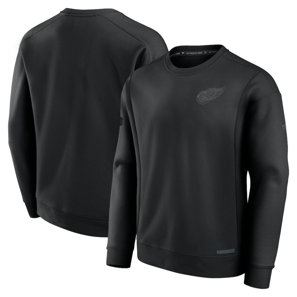 Detroit Red Wings Fanatics Authentic Pro Road Fleece Pullover Sweatshirt - Black Sweatshirts