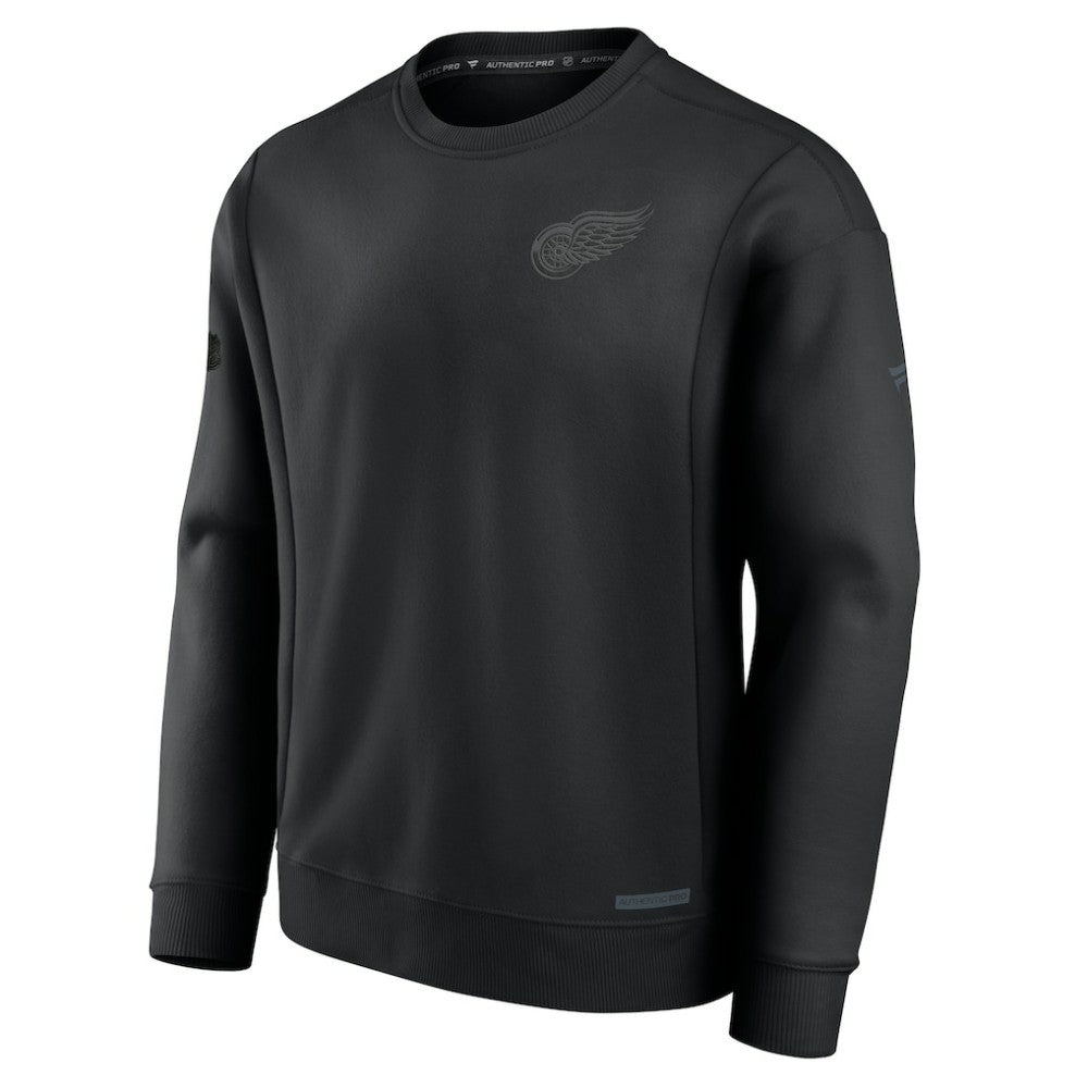Detroit Red Wings Fanatics Authentic Pro Road Fleece Pullover Sweatshirt - Black Sweatshirts