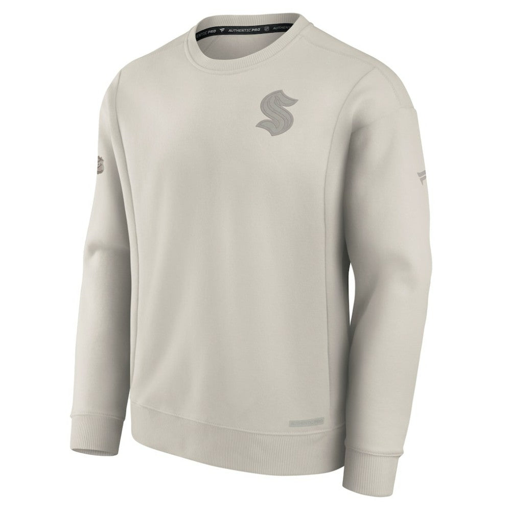Seattle Kraken Fanatics Authentic Pro Road Fleece Pullover Sweatshirt - Cream Sweatshirts