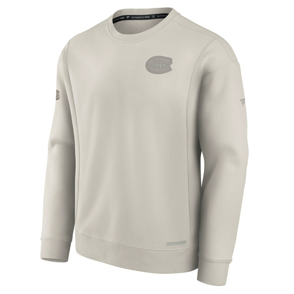 Montreal Canadiens Fanatics Authentic Pro Road Fleece Pullover Sweatshirt - Cream Sweatshirts