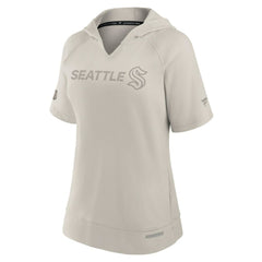Seattle Kraken Fanatics Women's Authentic Pro Road Short Sleeve V-Neck Pullover Hoodie - Cream Hoodies