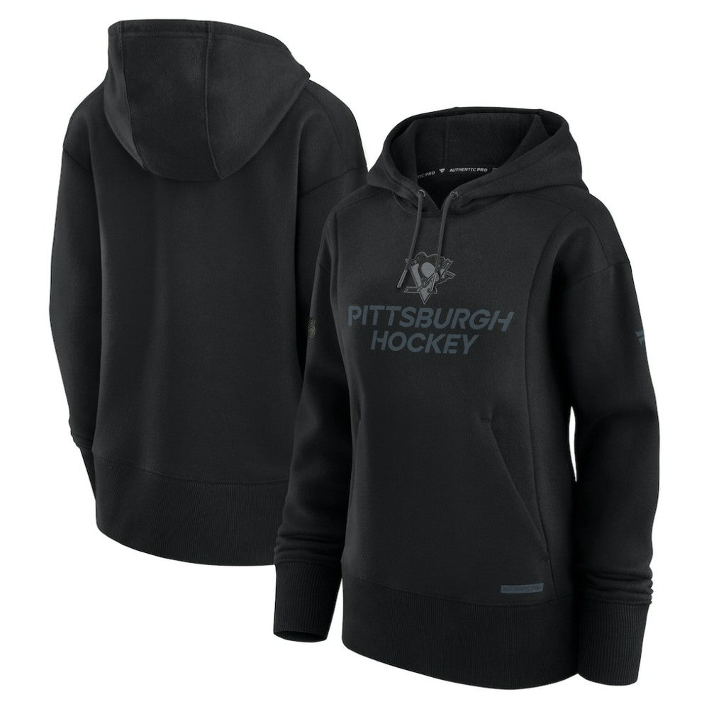 Pittsburgh Penguins Fanatics Women's Authentic Pro Road Pullover Hoodie - Black Hoodies