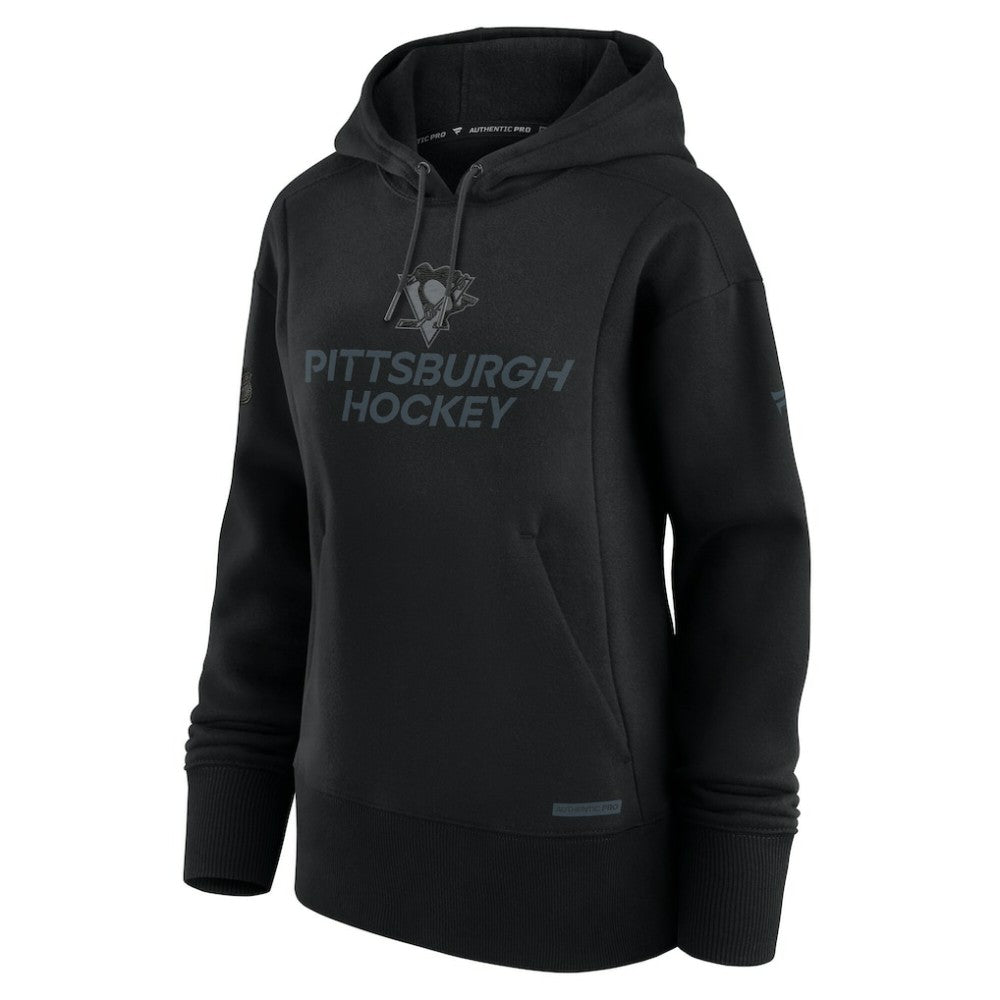 Pittsburgh Penguins Fanatics Women's Authentic Pro Road Pullover Hoodie - Black Hoodies