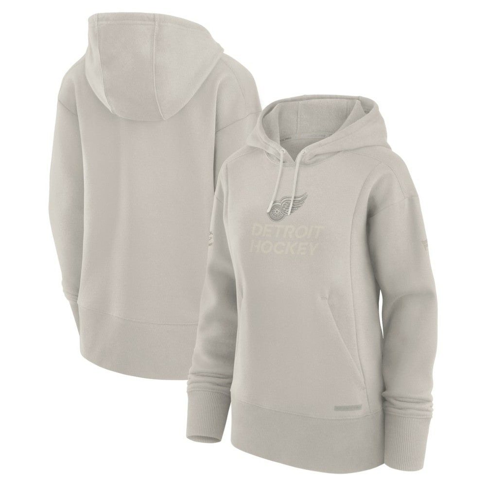 Detroit Red Wings Fanatics Women's Authentic Pro Road Pullover Hoodie - Cream Hoodies