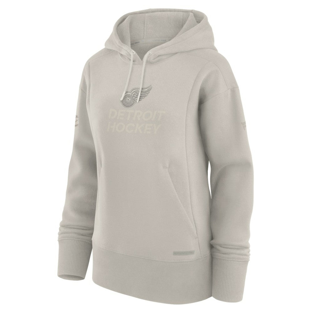 Detroit Red Wings Fanatics Women's Authentic Pro Road Pullover Hoodie - Cream Hoodies
