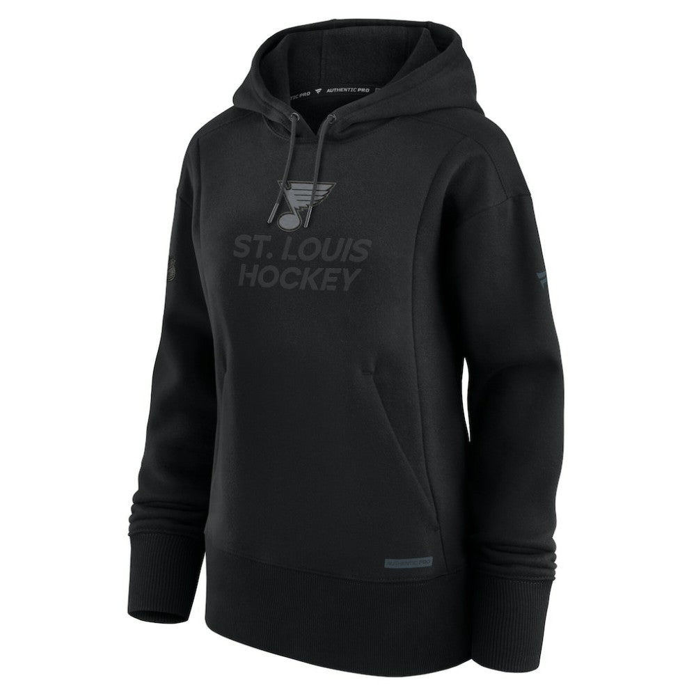 St. Louis Blues Fanatics Women's Authentic Pro Road Pullover Hoodie - Black Hoodies