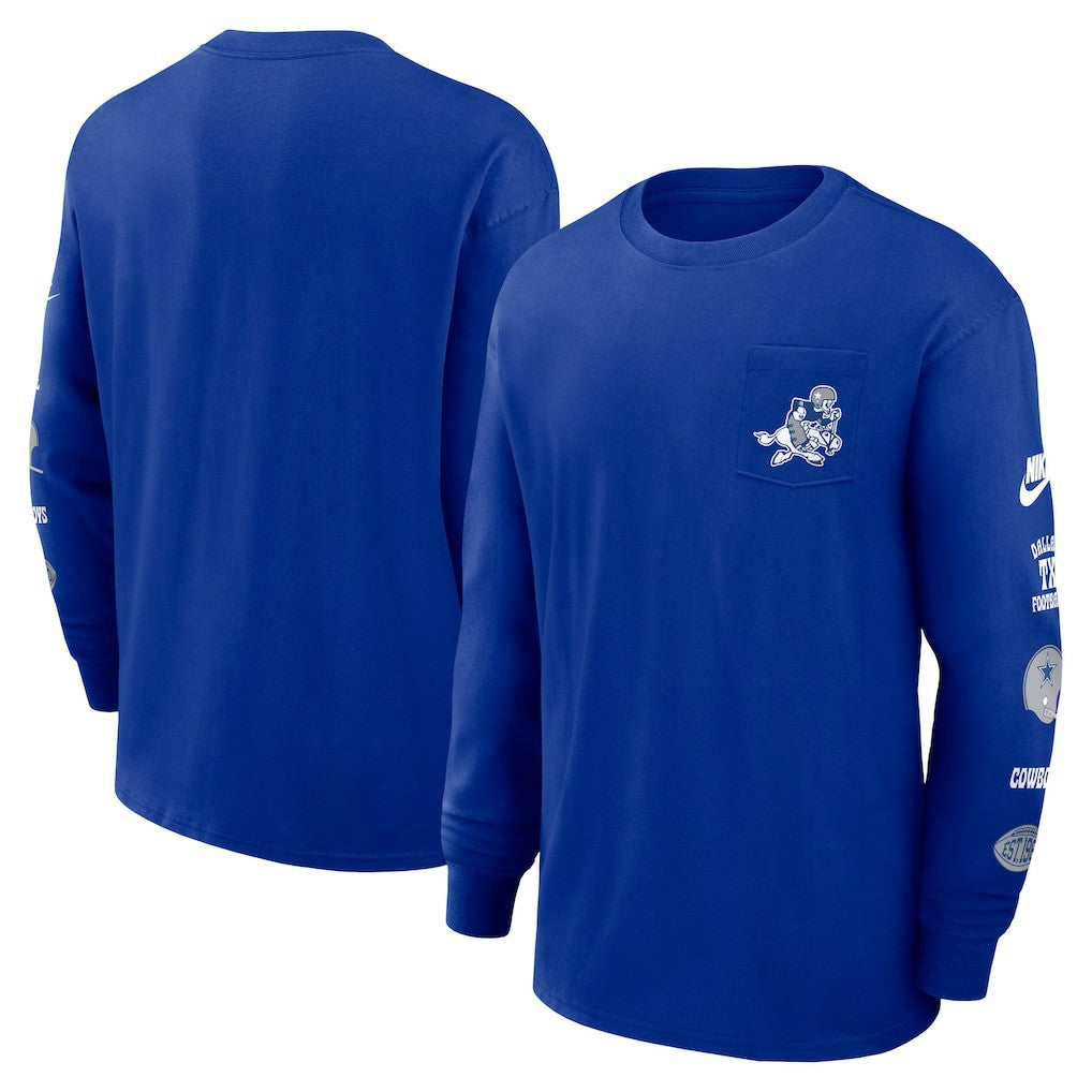 Dallas Cowboys Rewind Heavy Max90 Pocket Long Sleeve T-Shirt - Royal on sale