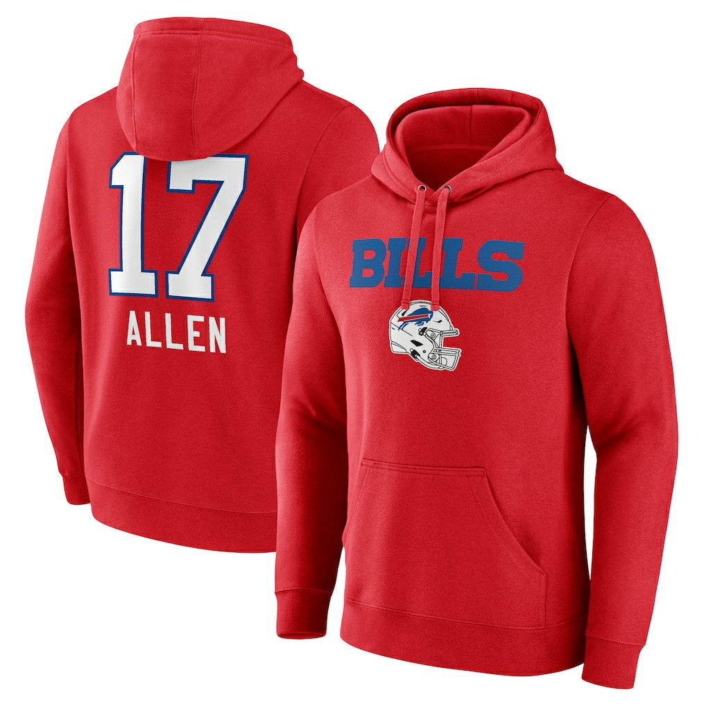 Josh Allen Buffalo Bills Team Wordmark Player Name & Number Pullover Hoodie - Red sale