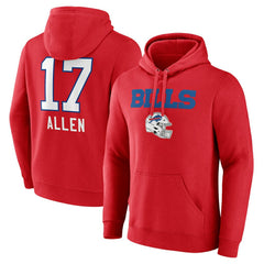 Josh Allen Buffalo Bills Team Wordmark Player Name & Number Pullover Hoodie - Red sale