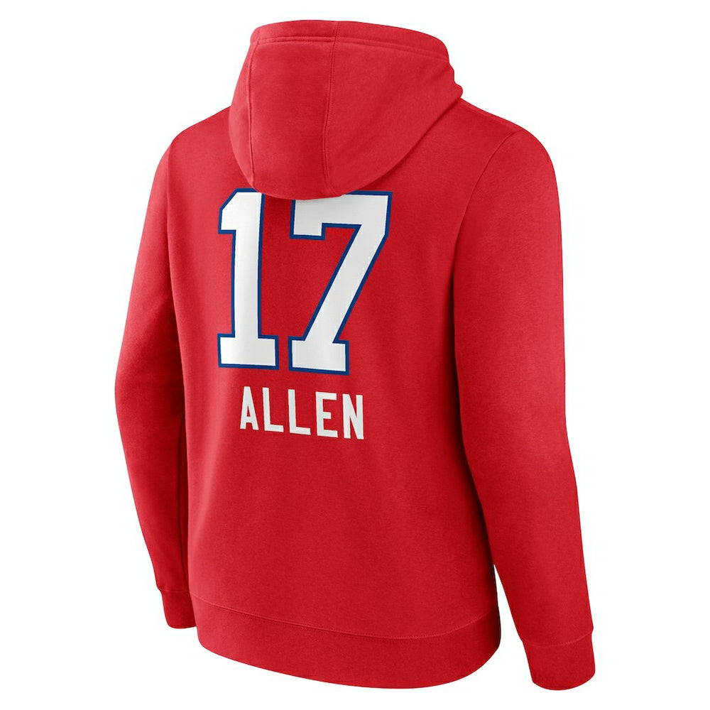 Josh Allen Buffalo Bills Team Wordmark Player Name & Number Pullover Hoodie - Red sale