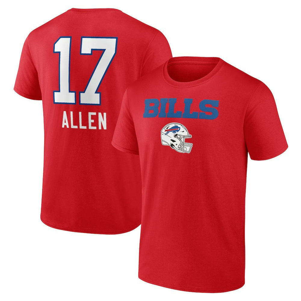 Josh Allen Buffalo Bills Team Wordmark Player Name & Number T-Shirt - Red for sale