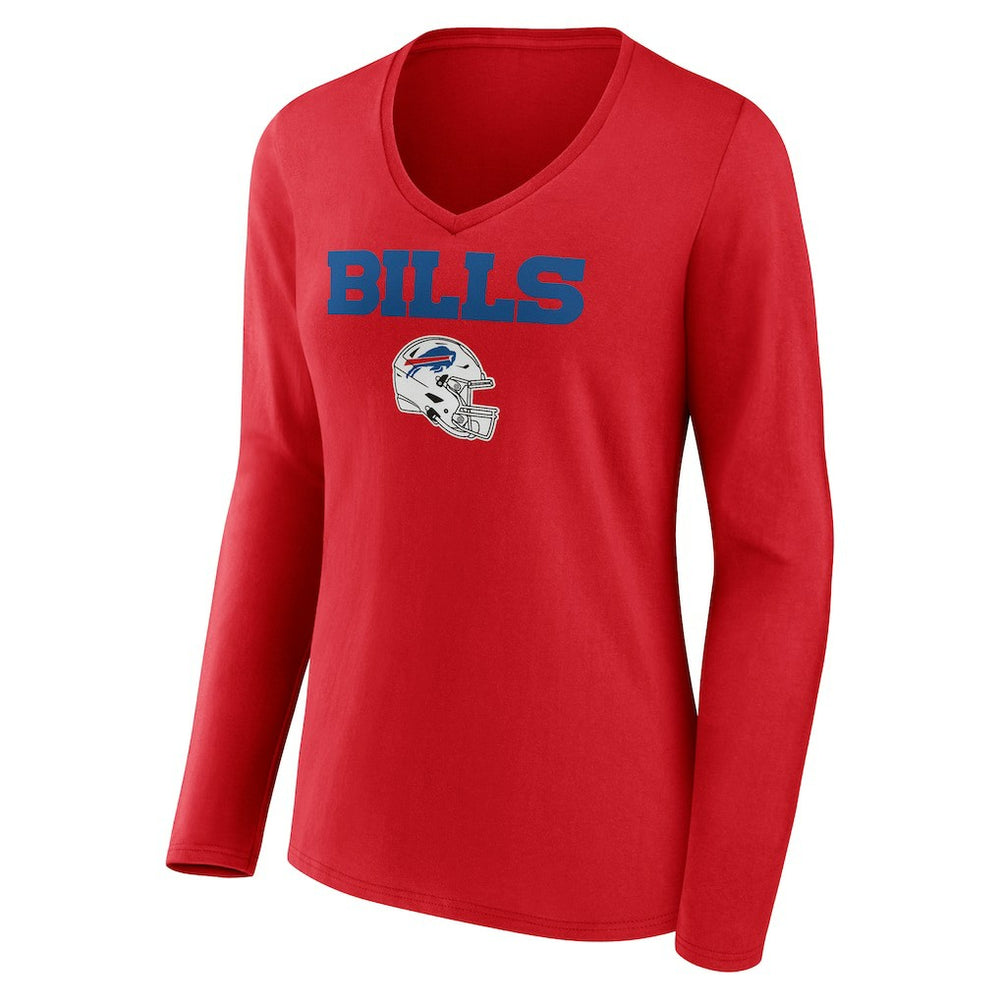 Josh Allen Buffalo Bills Women's Team Wordmark Player Name & Number Long Sleeve V-Neck T-Shirt - Red online