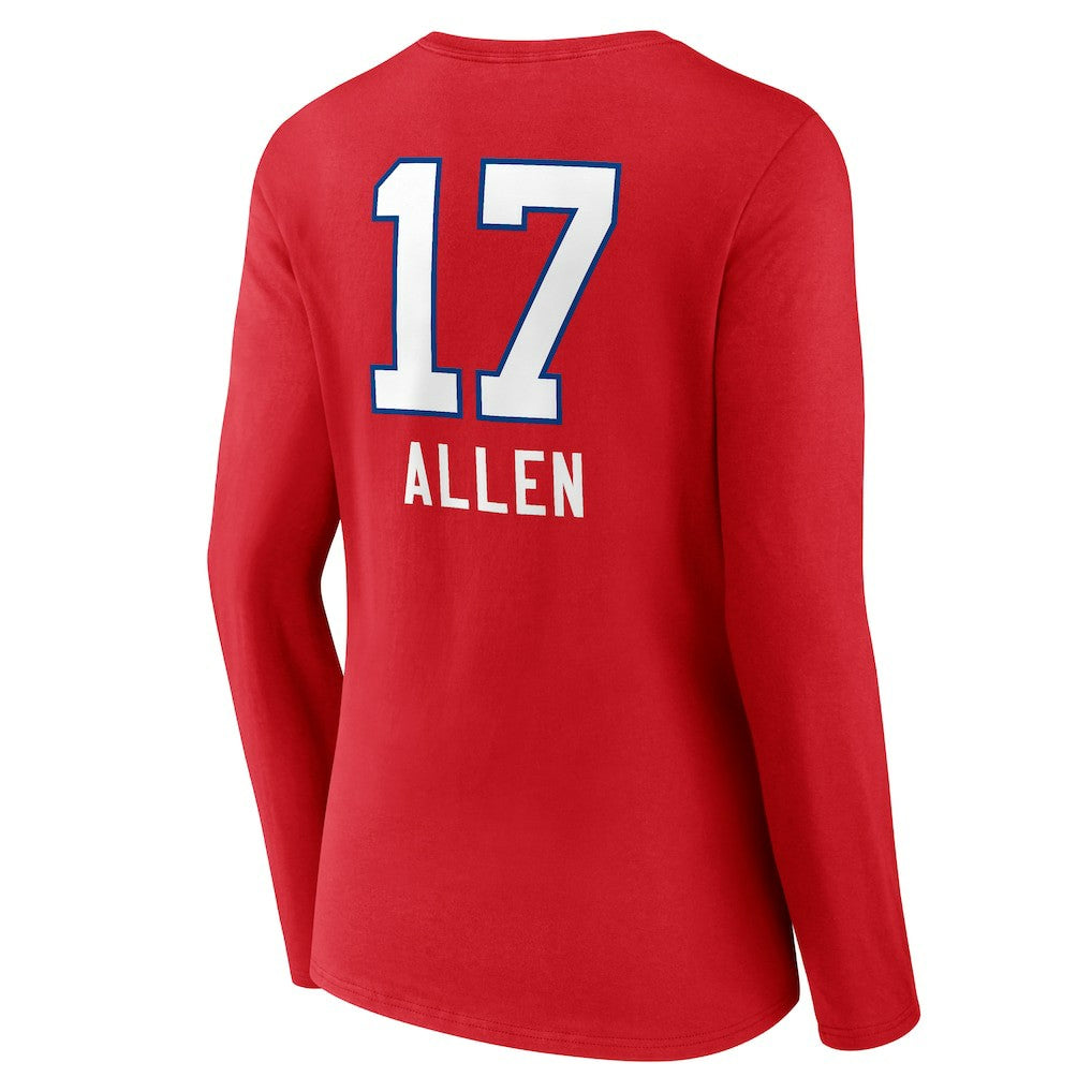 Josh Allen Buffalo Bills Women's Team Wordmark Player Name & Number Long Sleeve V-Neck T-Shirt - Red online
