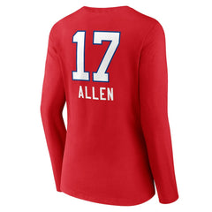 Josh Allen Buffalo Bills Women's Team Wordmark Player Name & Number Long Sleeve V-Neck T-Shirt - Red online