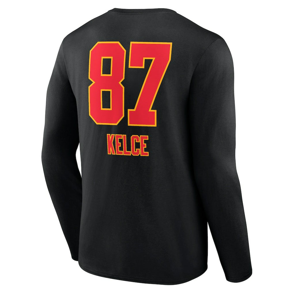 Travis Kelce Kansas City Chiefs Team Wordmark Player Name & Number Long Sleeve T-Shirt - Black on sale
