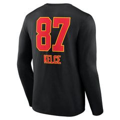 Travis Kelce Kansas City Chiefs Team Wordmark Player Name & Number Long Sleeve T-Shirt - Black on sale