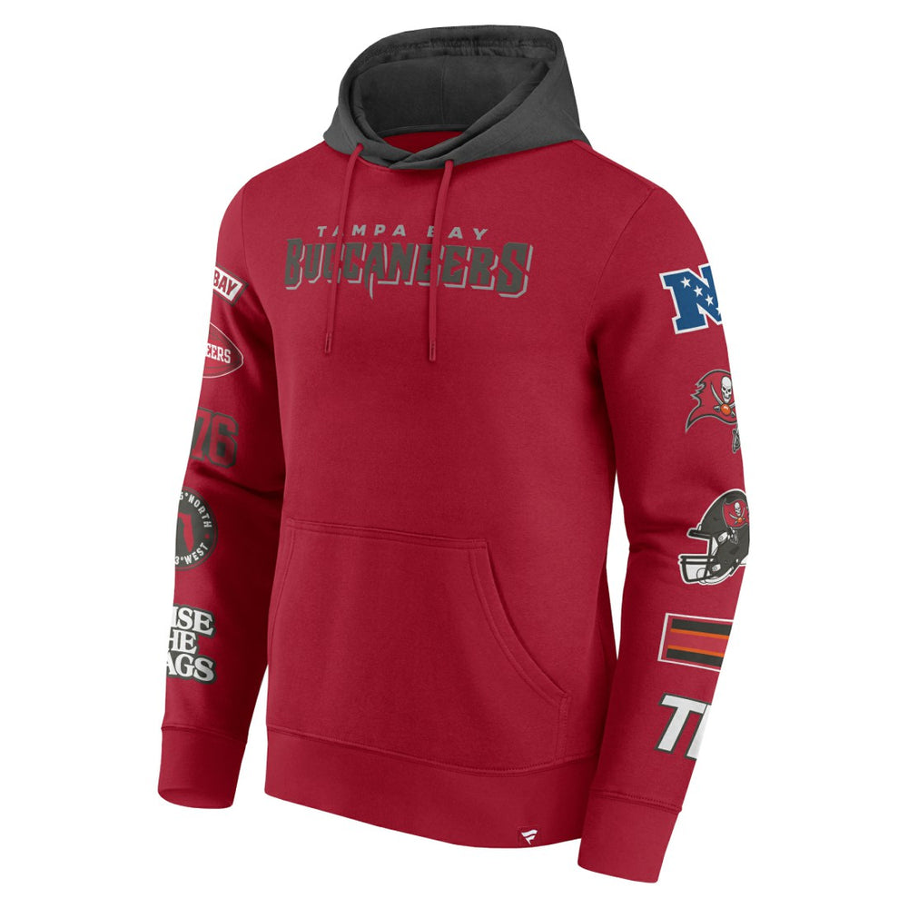 Tampa Bay Buccaneers Patched Out Pullover Hoodie - Red/Pewter cheap