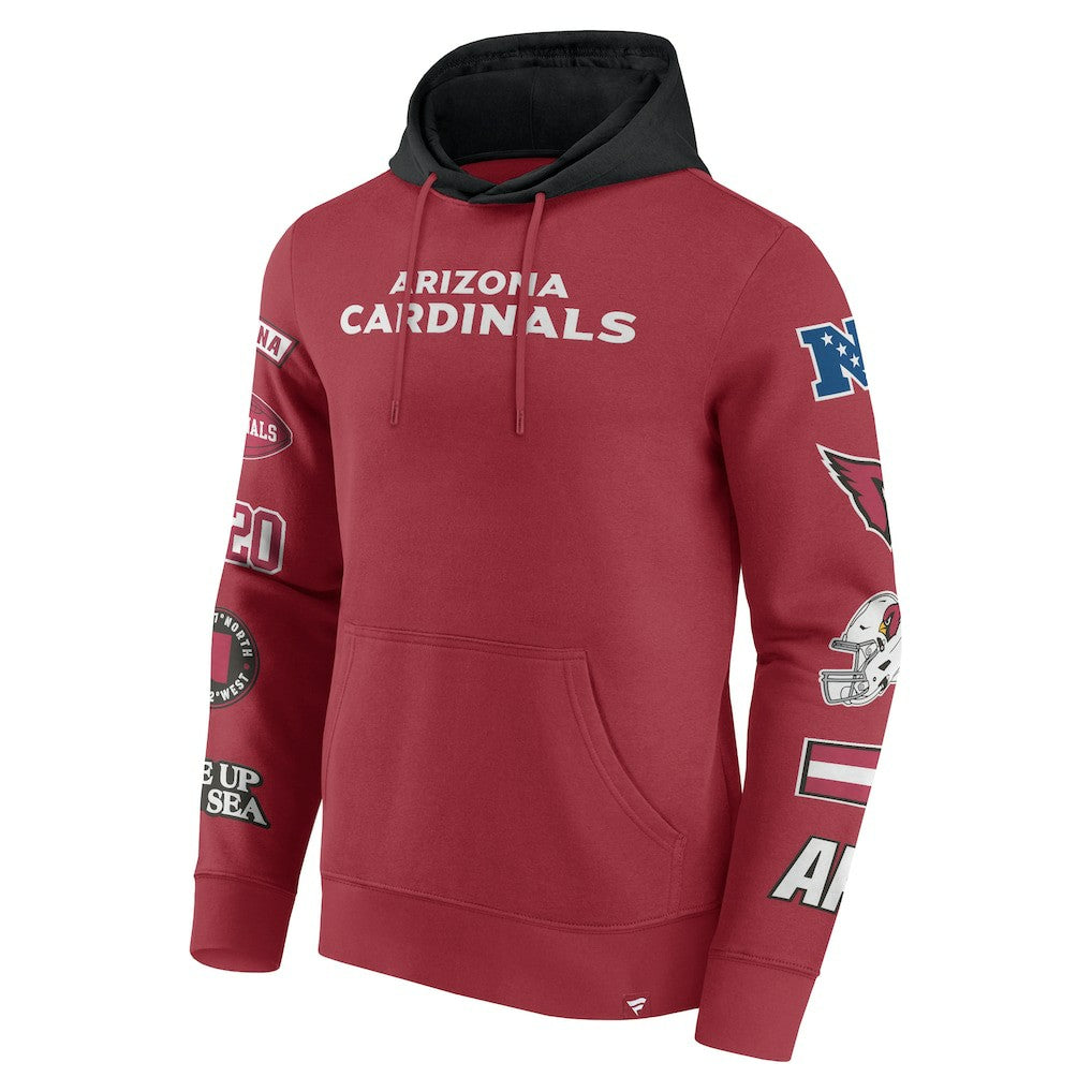 Arizona Cardinals Patched Out Pullover Hoodie - Cardinal/Black discount