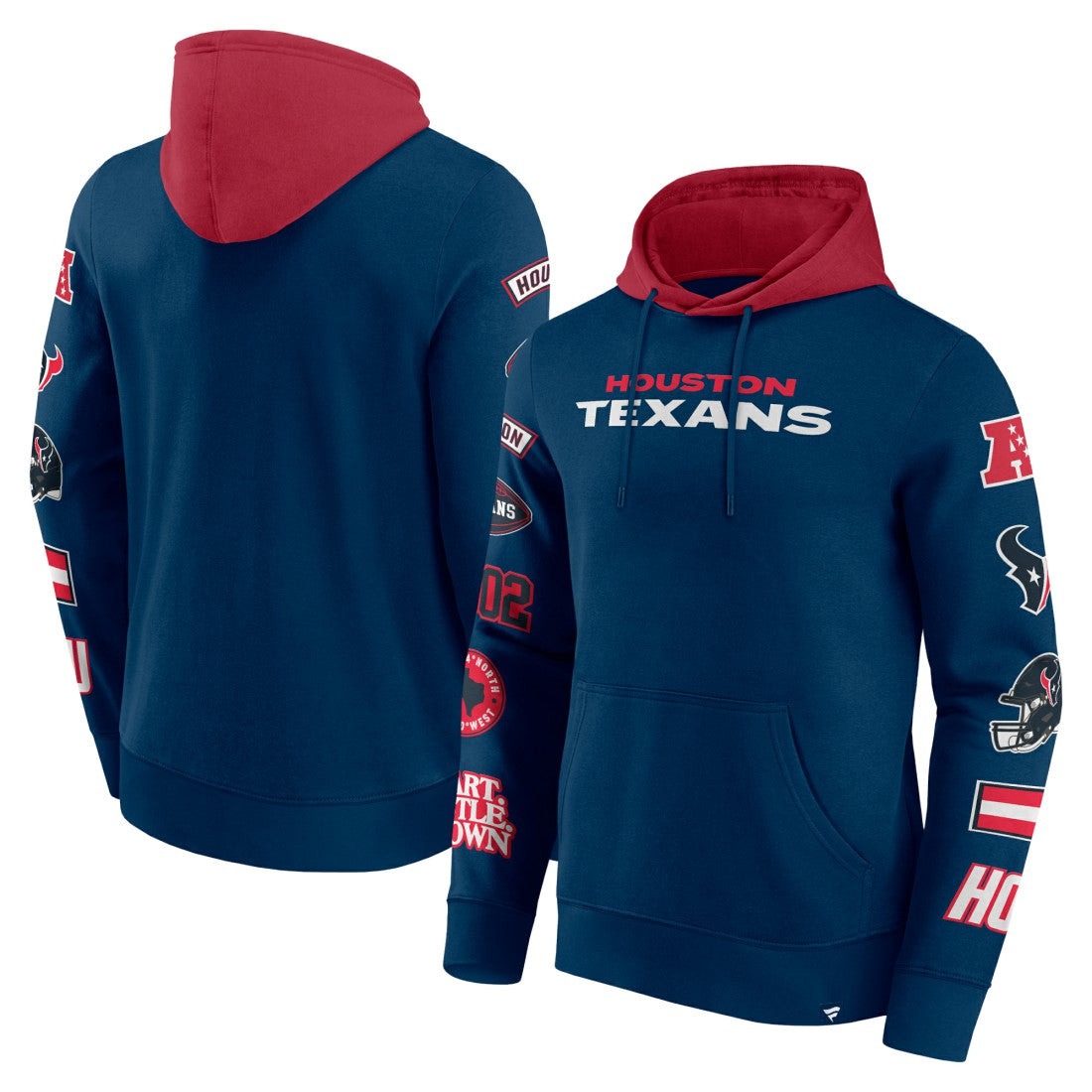 Houston Texans Patched Out Pullover Hoodie - Navy/Cardinal outlet