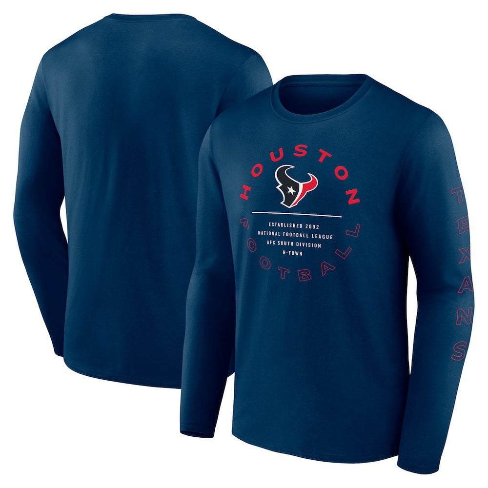 Houston Texans Stat Sheet Long Sleeve T-Shirt - Navy for sale
